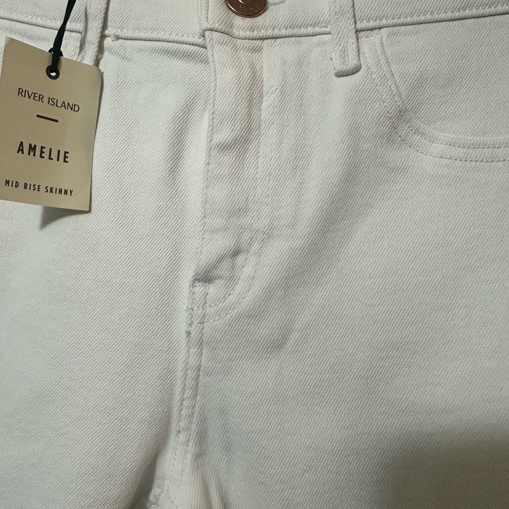 River Island White Skinny Jumpsuit with High-Waist Design - Picture 7 of 7